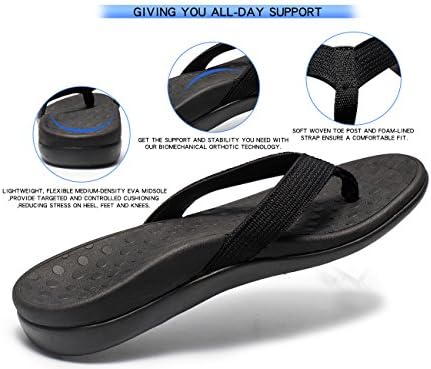 SOARFREE Plantar Fasciitis Feet Sandal with Arch Support - Best Orthotic flip Flops for Flat Feet，Heel Pain- for Women