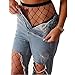 Women’s High Waist Fishnet Stockings Sparkle Rhinestone Tights of MERYLURE (One Size, Large Grid Black)