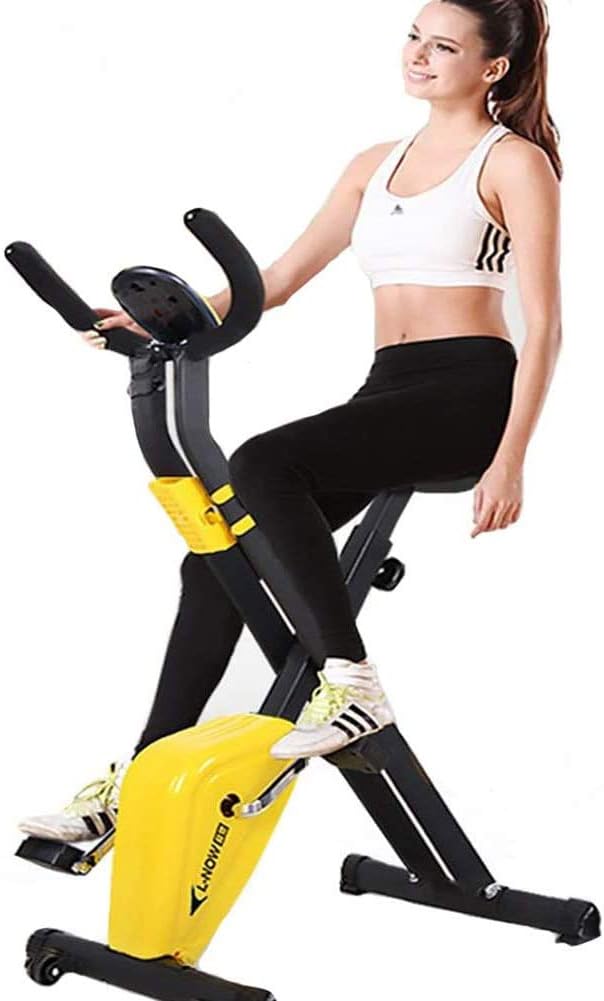 SEMOPAWA Indoor cycling bikes mini exercise bike spinning bike Foldable Domestic gym machine fitness equipment Sports Cycling Fitness Bike,Yellow