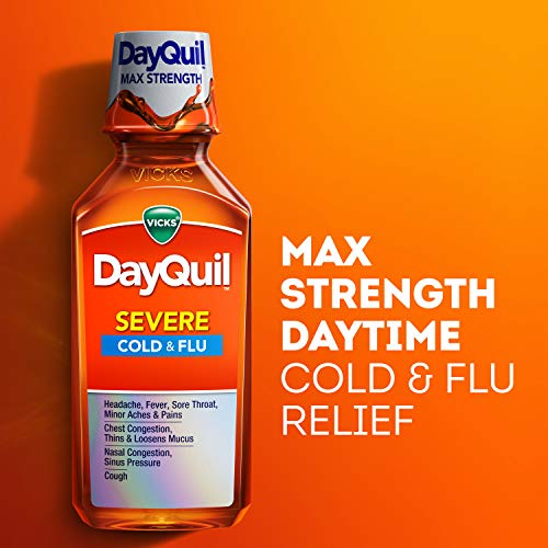 Vicks DayQuil and NyQuil SEVERE Cold & Flu Berry Liquid Medicine, Max