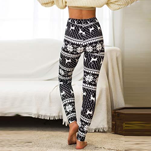 Women's Casual Christmas Print High Waist Sports Fitness Hips Leggings Home Pants Trousers (S-3XL)