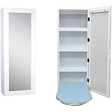 Spiegel / Bügelbrett mit Schiebetür, Farbe helle Eiche, Maße B500 x