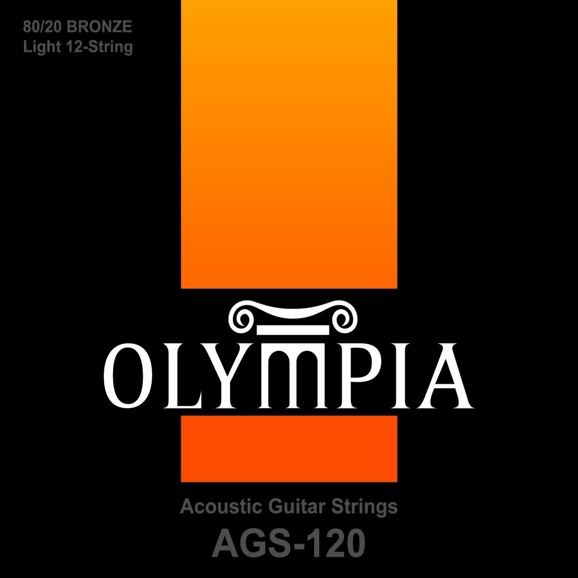 Olympia AGS120 12-String Acoustic Guitar Strings – Light Gauge 0.010–0.047, 80/20 Bronze, Bright & Clear Tone, Hex Core, Made in Korea
