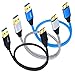 Besgoods Hard Drive Cable, 3-Pack Short 1.5ft Braided Super Speed USB 3.0 Cable - A Male to Micro B Cable Cord for Samsung Galaxy S5, Note 3, Hard Drive and More - Black White Blue