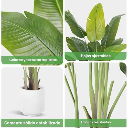 ZEEOZE Artificial Plant Bird of Paradise 230 cm Decorative Artificial Plants with 18 Banana Leaves, Large Indoor Artificial Plant with White Pot for Home Decoration Living Room Home Room Decor