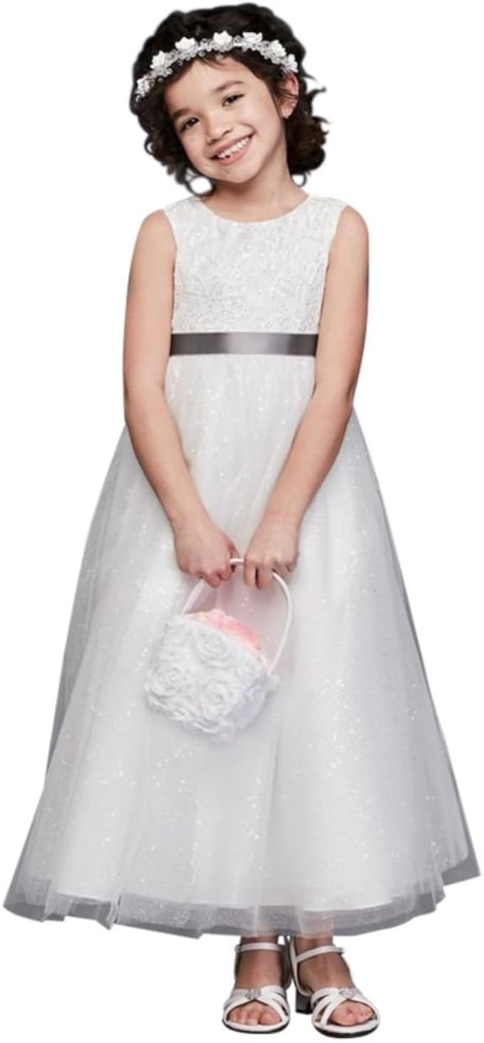 tulle and lace flower girl dress with heart cutout