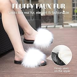 Women's Furry Slides Faux Fur Slides Fuzzy Slippers