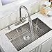 VAPSINT Commercial Durable Real 30 Inch Farmhouse Handmade Stainless Steel 18 Gauge Undermount Single Bowl Stainless Steel Kitchen Sinks, Satin Kitchen Sink with Strainers and Grid