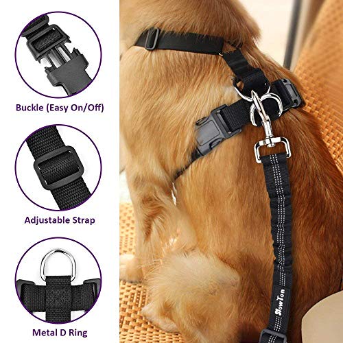 Slowton Dog Car Harness Plus Connector Strap, Multifunction Adjustable