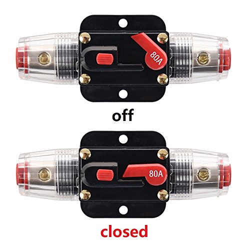 ANJOSHI Fuse Holders 80amp 20A 30A 40A 50A 60A 100A 150A Inline Circuit Breaker for Car Audio and Amps Overload Protection Reset Fuse Inverter 12V-24V DC Replace Fuses - Thumbnail 4