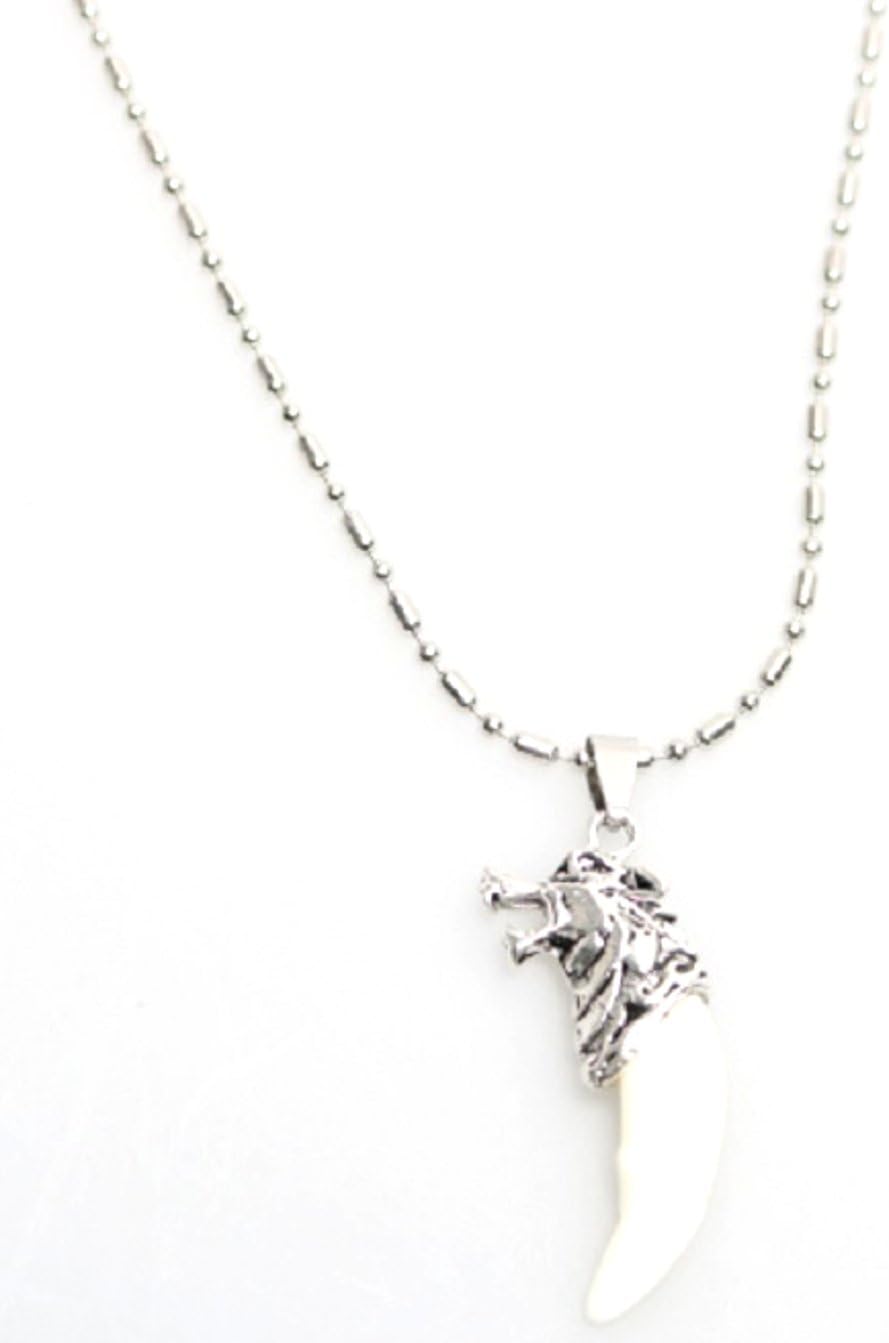 Brave man wolf tooth necklace pendant