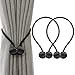 IHC Window Curtain Tiebacks Clips VS Strong Magnetic Tie Band Home Office Decorative Drapes Weave Holdbacks Holders European Style 1 pair (Black)