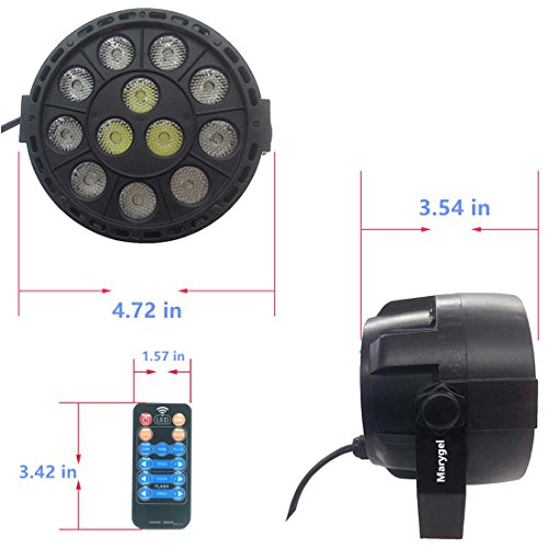LED Stage Lights Marygel 12 Led Par Lights RGBW DMX Color Mixing Stage Up Lighting with Remote (4 Pieces)