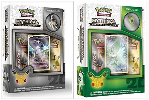 Pokemon TCG Arceus and Celebi Mythical Collection Box Bundle. 1 of Each Mythical Collection, including 2 Booster Packs from the Pokemon Generations 20th Anniversary Set and Rare Promo Card