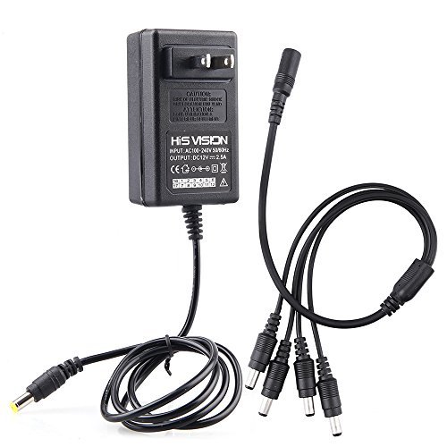 HISVISION Security Camera Power Supply Adapter 12V 2.5A 100V240V AC to