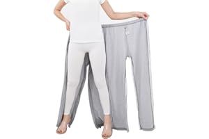 DURASIKO Unisex Side Zipper Bedridden Patient Clothing,Patient Pants,Tear Away Pants,Soft Cotton Material