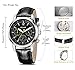 HOWK Men's Stopwatch with Date Analog Black Luminous Dial Stainless Steel Case and Leather Band