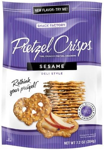 Snack Factory, Pretzel Crisps, Sesame Deli Style, 7.2oz Pouch (Pack of 4) by Snack Factory [Foods]