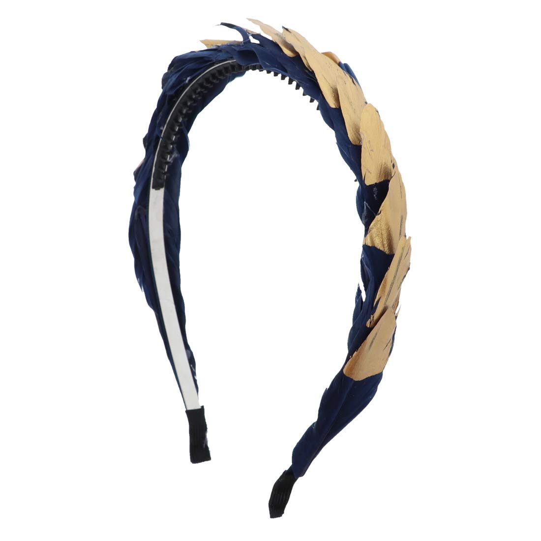 Gold Dipped Feather Headband-Navy