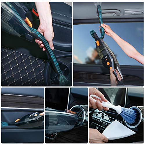 Foxnovo Car Vacuum Cleaner,DC 12V 120W High Power,Wet Dry Portable Handheld Auto Vacuum Cleaner for Car With 14.8ft Cable,Stainless Steel Filter,Carry Bag