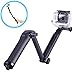 Walway 3-Way Selfie Stick, Foldable Extendable Handheld Grip Arm Monopod Pole Tripod for GOPRO HERO 6/ 5/ 5 Session/ 4 Session/ 4/ 3+/ 3/ 2/1 and Action Cameras with Long Handle Screw