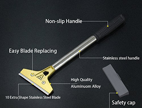 Long 12-1/2'' (32cm) Razor Blade Sticker/paint Scraper Remover for Window Glass Windshield Granite Wall Cleaning Hand Tool, SCRP-B