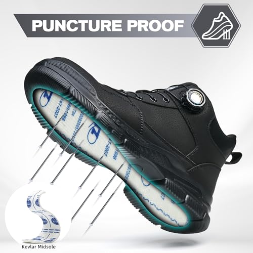 Safety Boots for Men Women Waterproof Work Boots Lightweight Safety Shoes Non-Slip Safety Footwear with Steel Toe Slippers Work Swivel Buckle