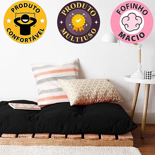 Futon Dobrável de Espuma Solteiro Preto 120x60cm - BF Colchões…
