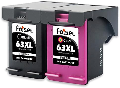Foiset Remanufactured for HP 63 63XL Inkjet 63 XL for HP OfficeJet 3830 4650 4655 4658 5255 5200 5258 Envy 4520 4510 4516 4512 DeskJet 3630 3632 1112 3634 2130 Printer (1 Black,1 Color)