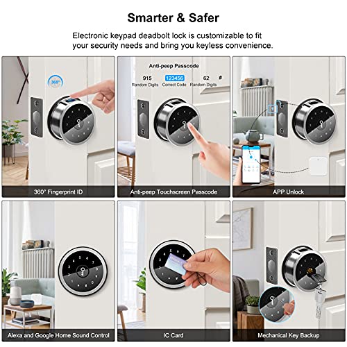 Smart Deadbolt, Smart Lock Front Door,Bluetooth Keyless Entry Door Lock