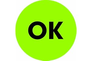 Tape Logic 2' Circle Label, OK', Fluorescent Green, Roll of 500 Stickers, for Inventory Control and Warehouse Organization