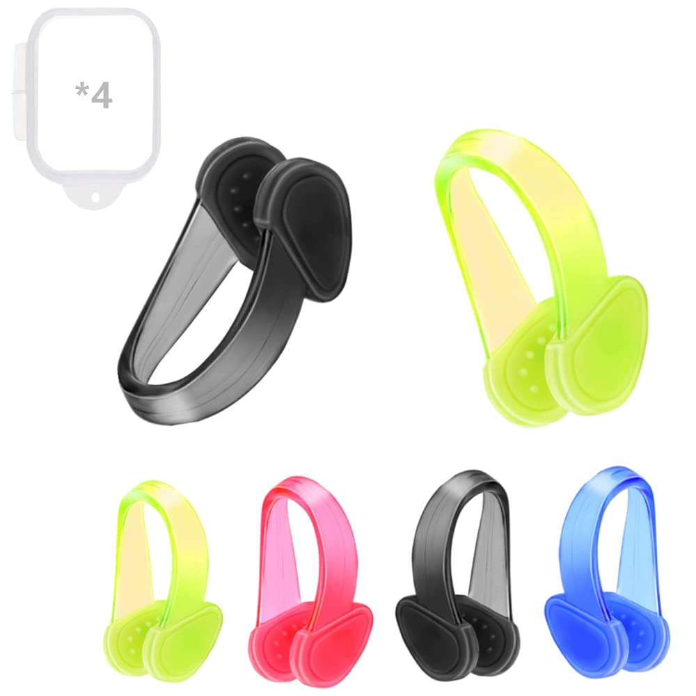 FZGLHQQ 6 Pcs Swimming Nose Clip, Silicone Swimming Nose Pegs, Waterproof Swim Training Protector Nose Plugs for Kids Adults Beginners, 4 Colors
