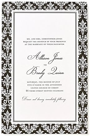 Gartner Studios 81376 Black Damask Invite Kit, 50 Ct.