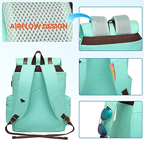 Modoker Canvas Rucksack Backpack School Laptop Backpack 17 Inch with