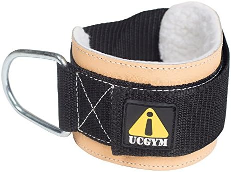 LEATHER ANKLE CUFF by UCgym with Double D-Ring: Great for Leg Workout