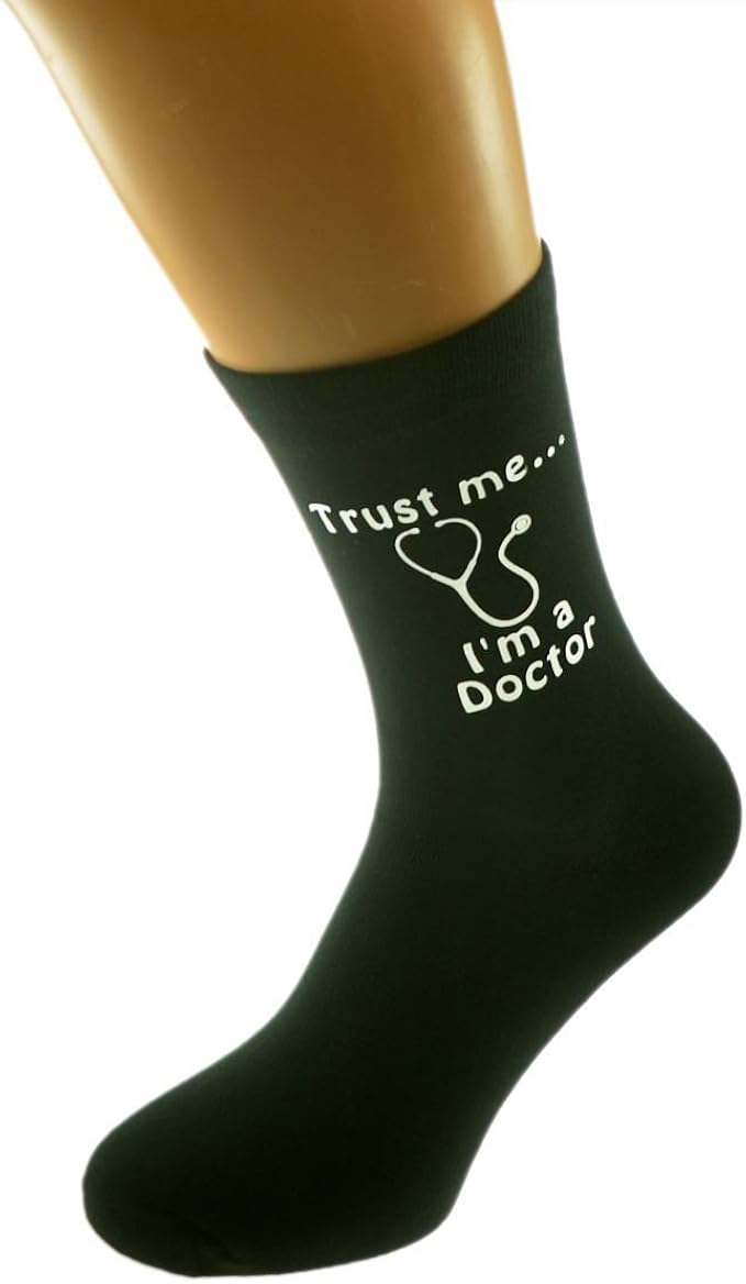 Trust me I'm a Doctor with Stethoscope Image Mens Black Novelty Socks