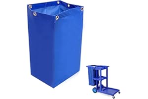 HOWOSO Replacement Janitorial Cart Bag, High Capacity Waterproof Thickened Housekeeping Commercial Janitorial Cleaning Cart Bag with 6 Brass Grommets - 25 Gallon (Blue)