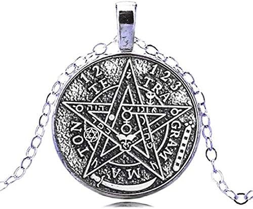 Gemingo Tetragrammaton Pentagram Necklace Satan Pendant Occult Jewelry for Men and Women