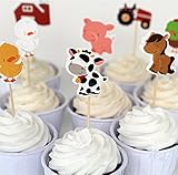 Yunko Set of 24 Farm Animals Cake Cupcake Decorative Cupcake Topper for Kids Birthday Party Themed Party Baby Shower