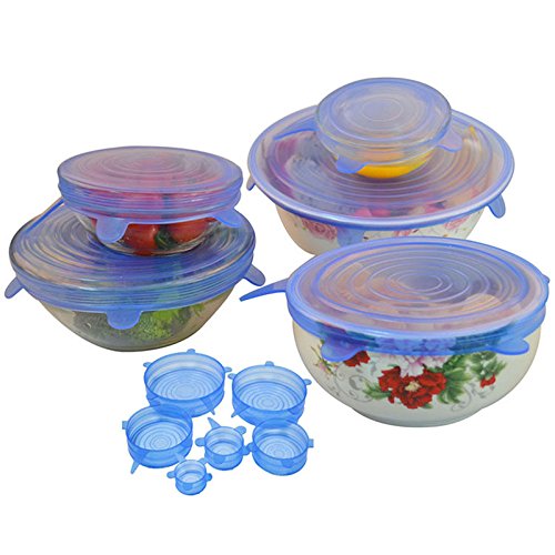 SWQ 9 Pack Silicone Covers Two Styles Reusable for Microwaves Bowls Pots Cups Food Cover To Keep Your Food Fresh And Tasty - Thumbnail 2
