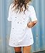 Imily Bela Women's Short Sleeve Mock Neck Lace Up Ripped T Shirt Dress Tops Tees
