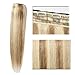 3/4 Full Head Clip in Human Hair Extension Real Remy Hair Natural Soft 1 piece 5 Clips 22’’Long 55g Light Brown Mixed Bleach Blonde #12/#613