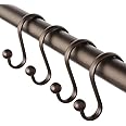 iDesign Metal Shower Curtain Hooks, The Axis Collection – Set of 12, Bronze
