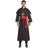 LMYOVE Mens Priest Costume Adult pastor for Cosplay Stage Performance Church Clergy Costume