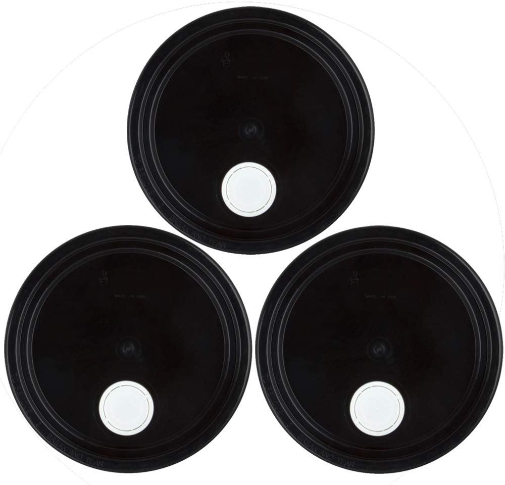 Black Plastic Rieke Spout Lid for 3-6 Gallon Plastic Buckets-3 Pack