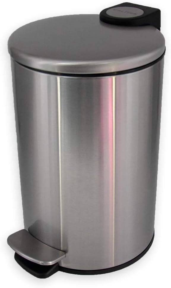 CALITEK 12 Litre Brushed Stainless Steel Kitchen Home Pedal Waste Bin
