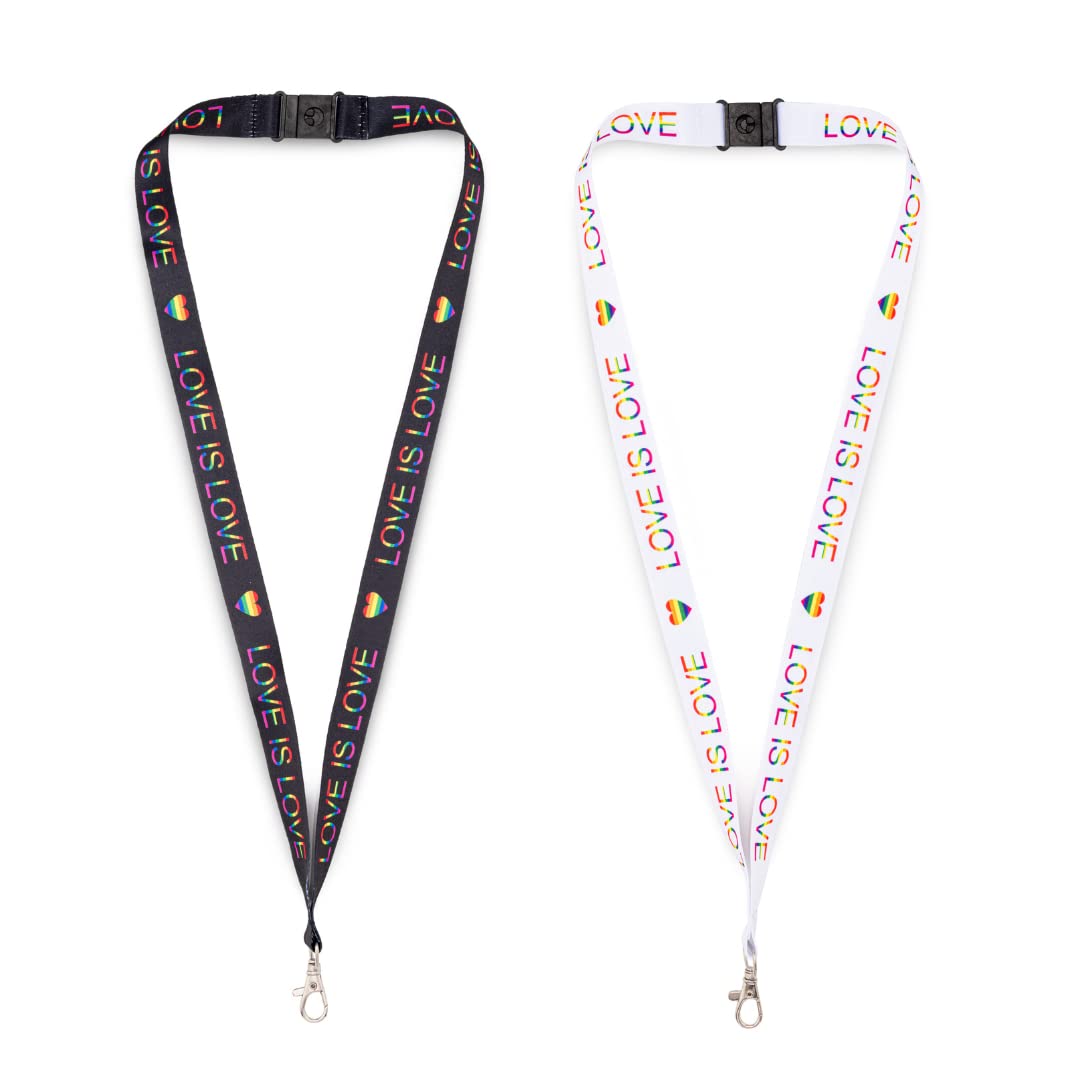 Medical ID Me LOVE IS LOVE Pride Rainbow Lanyards LGBT Gay Lesbian Awareness Trans Bisexual Black White (Pack of 2)