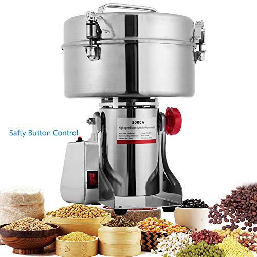 BI-DTOOL 3000G Electric Grain Grinder Stainless Steel Pulverizer Grinding Machine Commercial Cereals Grain Mill for Kitchen Herb Spice Pepper Coffee Button Control - Thumbnail 6