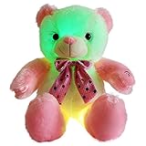 WEWILL Light up Teddy Bear Stuffed Animals Glow Colorful Soft Plush Toy, Nice Gift for Christmas, 20-Inch (Pink&White)