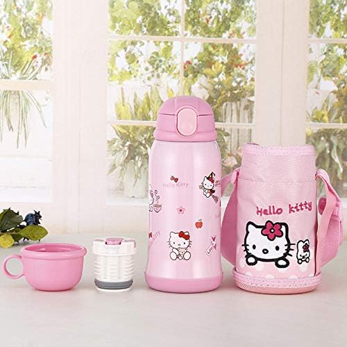 304 Stainless Steel Vacuum Flask Double Cover Cartoon Children's Pot Outdoor Portable with Straw Cup@Hellokitty_600Mldrinks Cup